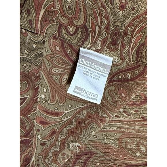 Chris Madden Set 4 Window Curtains Panels & Swag Valance Red Print Luxury Drapes - Picture 4 of 6